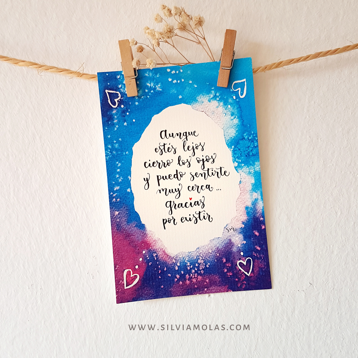 Lam10x15_EncaraQueEstiguisLluny_CAT-DESTACADA Lámina 10x15 cm “Aunque estés lejos, cierro los ojos y...”