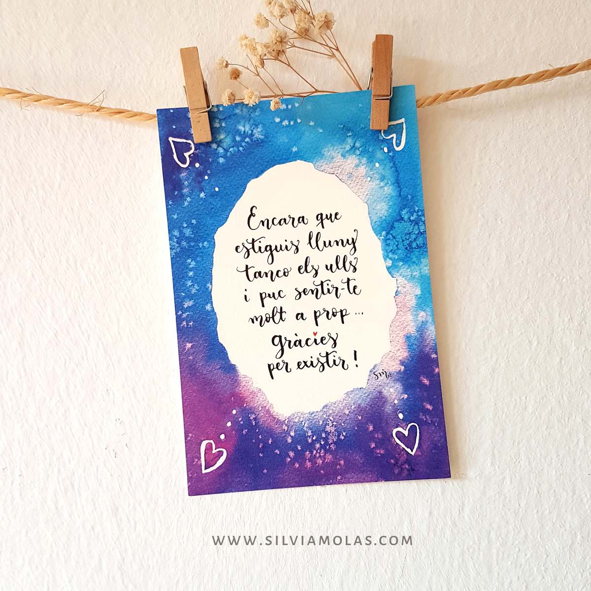 Làmina 10x15 “Encara que estiguis lluny, tanco els ulls i ...”