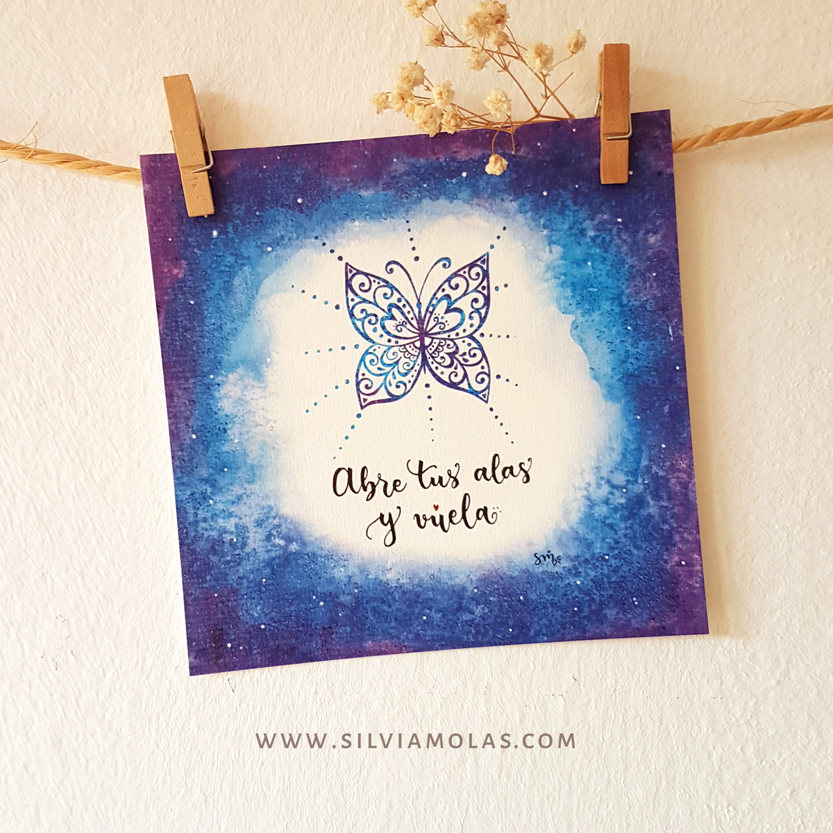 Lámina 14x14 cm “Abre tus alas y vuela.”