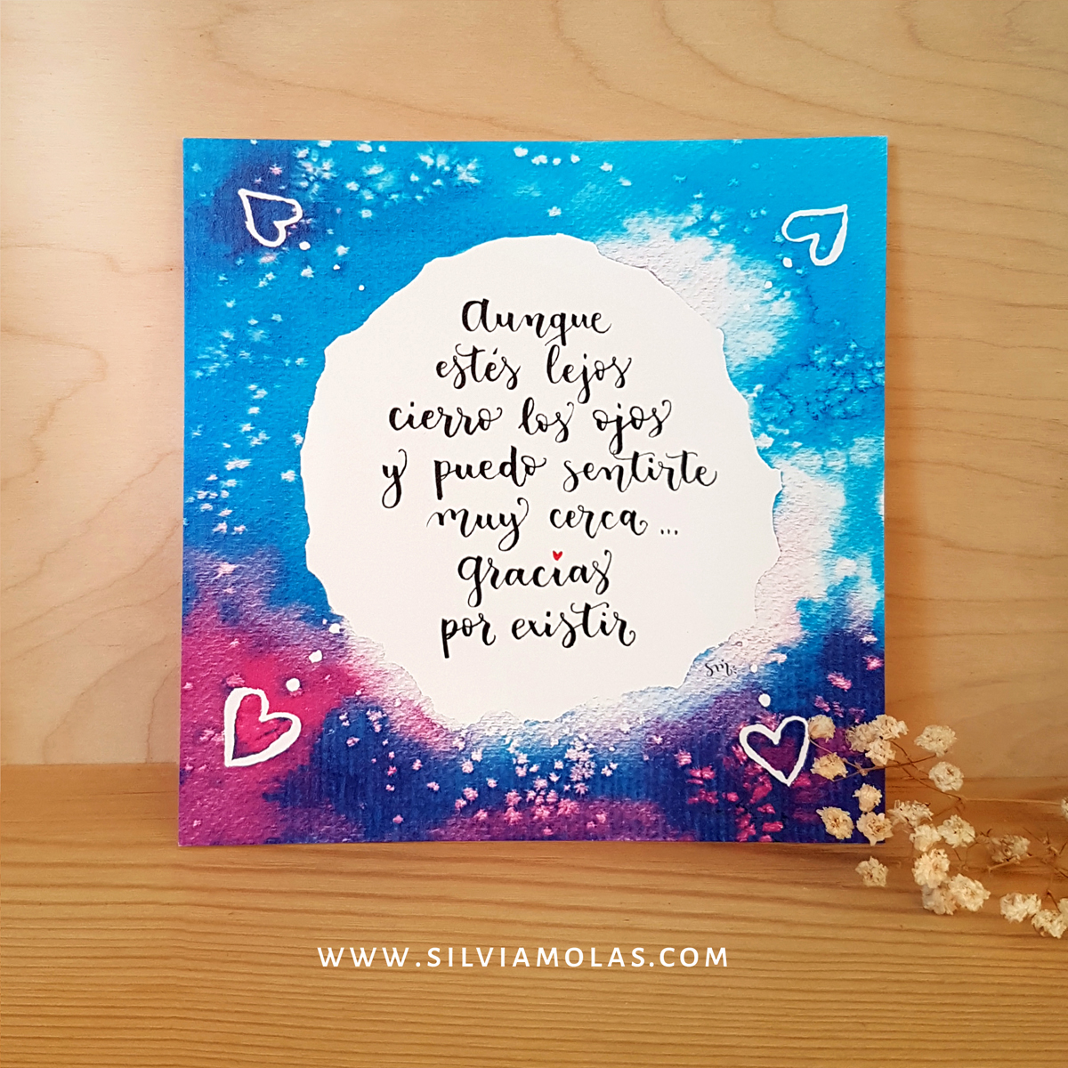 Lámina 14x14 “Aunque estés lejos...”