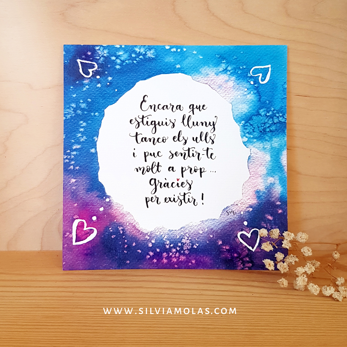 Làmina 14x14 “Encara que estiguis lluny, tanco els ulls i...”