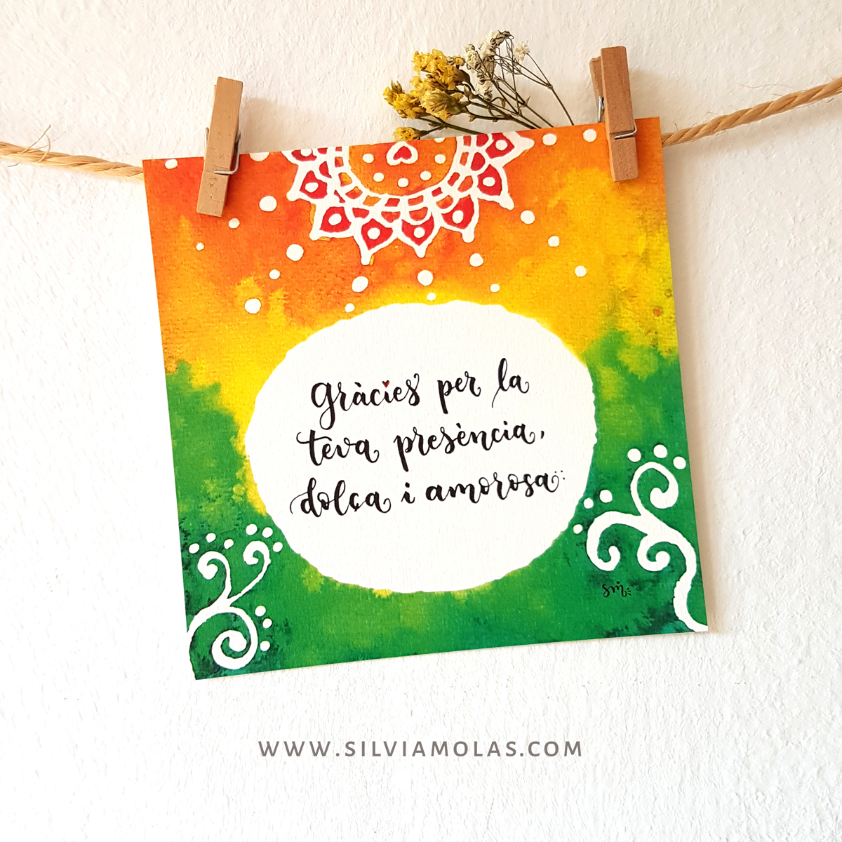 Làmina 14x14 “Gràcies per la teva presència, dolça i amorosa”
