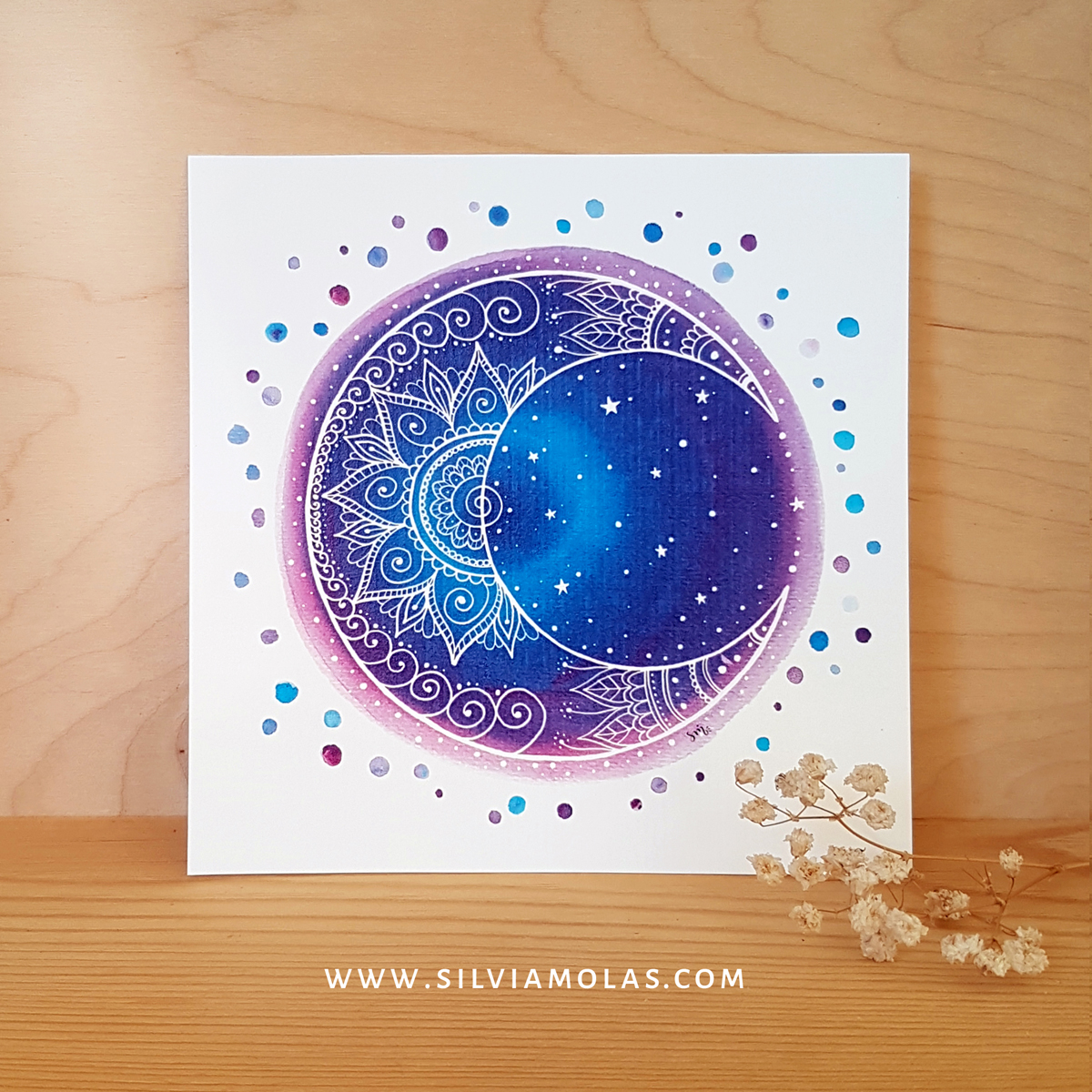 Làmina 14x14 “Mandala lluna amb punts”