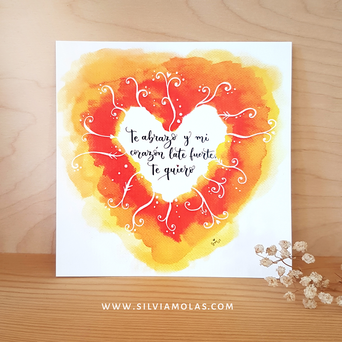 Lam14x14_TabracoIElMeuCor_CAT-DESTACADA Lámina 14x14 cm “Te abrazo, y mi corazón late fuerte, te quiero”