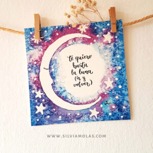 Lámina 14x14 cm “Te quiero hasta la luna (ir y volver)”