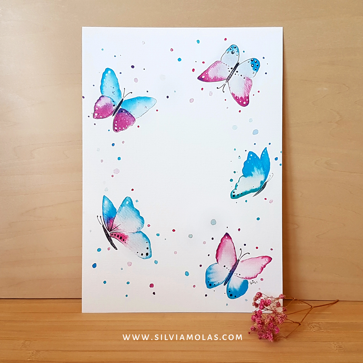 Làmina A4 amb text personalitzat “Fons Papallones”