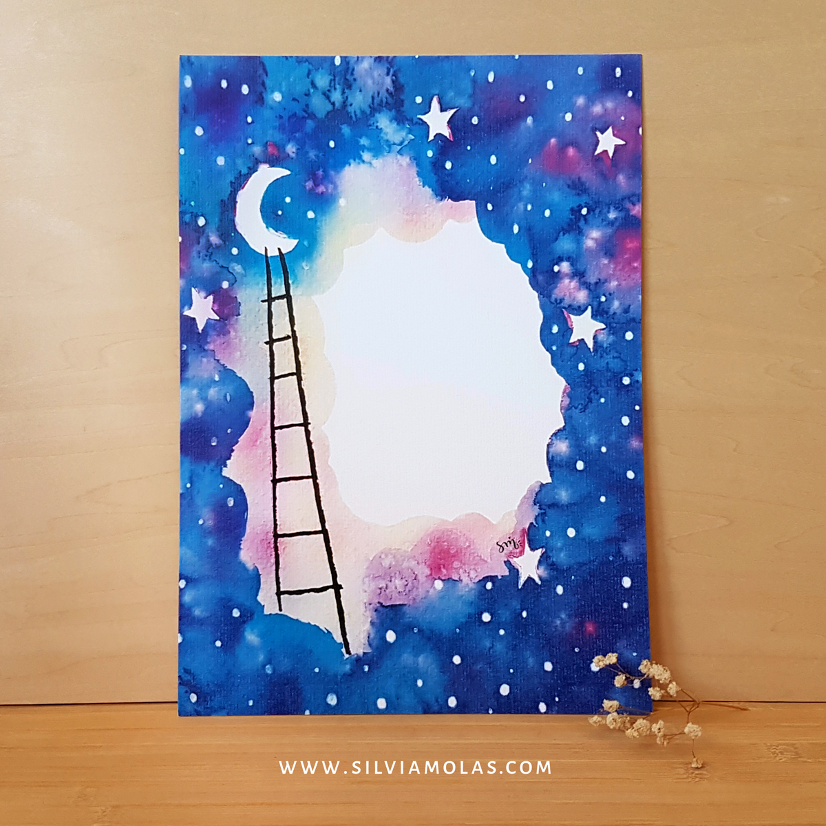 Làmina A4 amb text personalitzat “Fons Lluna i escala”