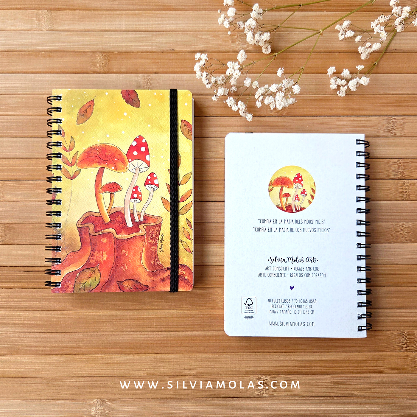 Llibreta 10x15 cm “Bolets” Confia en la màgia dels nous inicis.