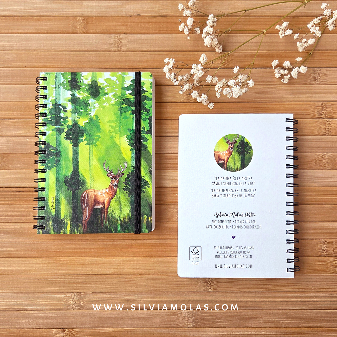 Llibreta 10x15 cm “Cèrvol” La natura és la mestra sàvia i silenciosa de la vida.