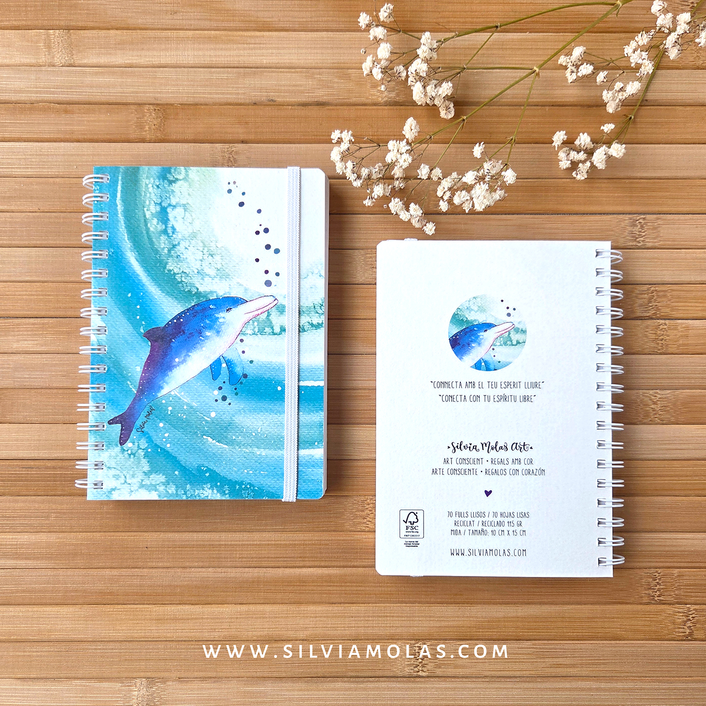 Llibreta 10x15 cm “Dofí” Connecta amb el teu esperit lliure.