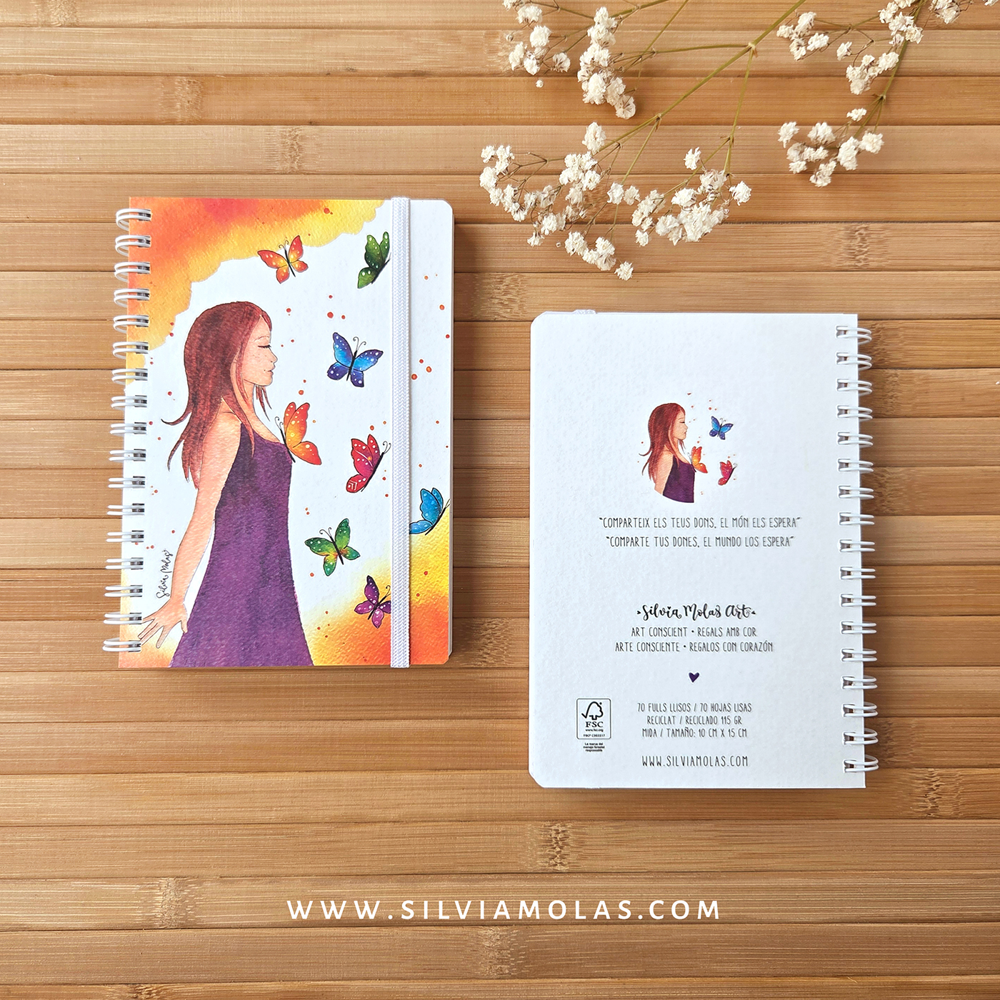 Llibreta 10x15 cm “Noia i papallones” Comparteix els teus dons, el món els espera.