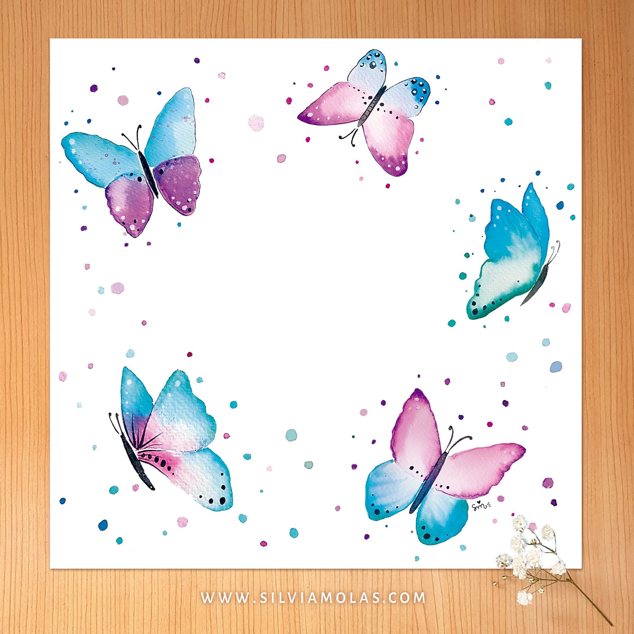 Làmina personalizada “Fons Papallones”, 30x30 cm