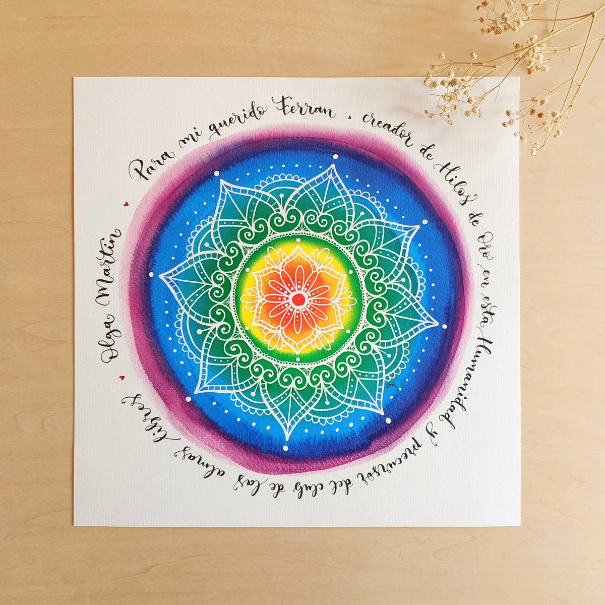 Person_30x30_Mand_Happy_Foto2 Làmina amb text personalitzat "Mandala Happy", 30x30 cm