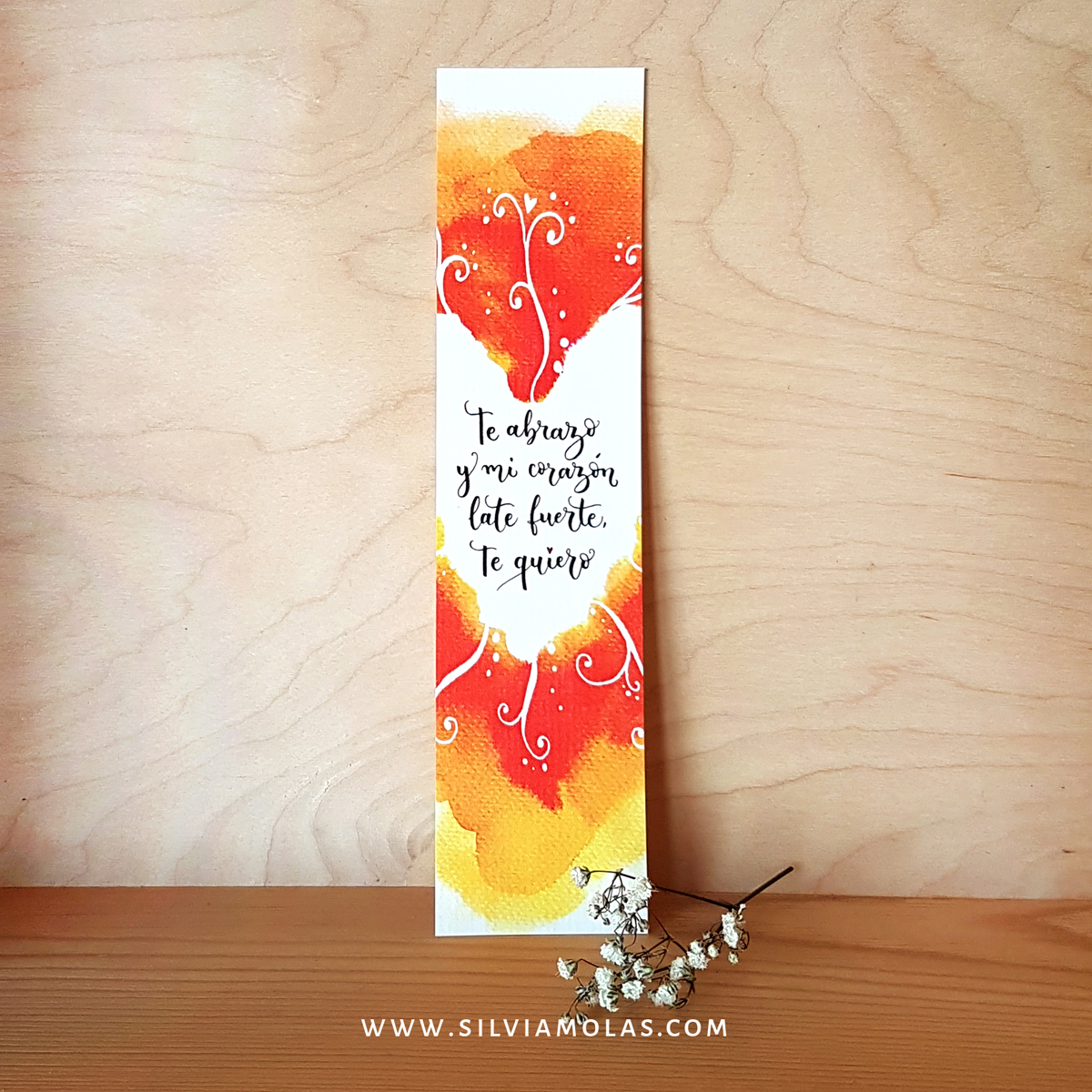 Punto de libro “Te abrazo, y mi corazón late fuerte, te quiero”